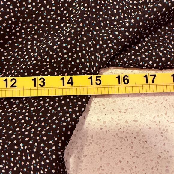 Reset by Jane Black Polka Dot Long Sleeve Mini Dress V Neck Fit Flare Boho Fall - Picture 10 of 11